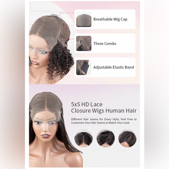 HUMAN HAIR Straight Lace Front Wig 5x5 HD 180 Density Glueless in Natural Black - Picture 9 of 13